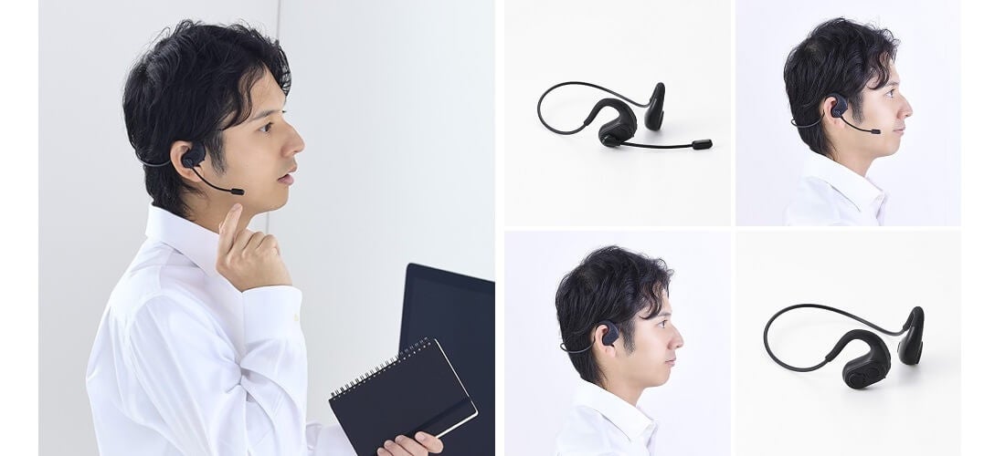 周りの音を聞きながら使用可能なオープンイヤー型！着脱できるマイクアームでシーンに合わせて使える軽量Bluetoothヘッドセットを新発売