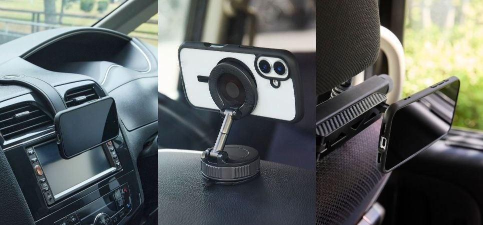 後部座席でもスマートフォンを強力固定!車内でのスマートフォン操作を快適にするMagsafe対応 車載スマートフォンホルダー 3製品を新発売