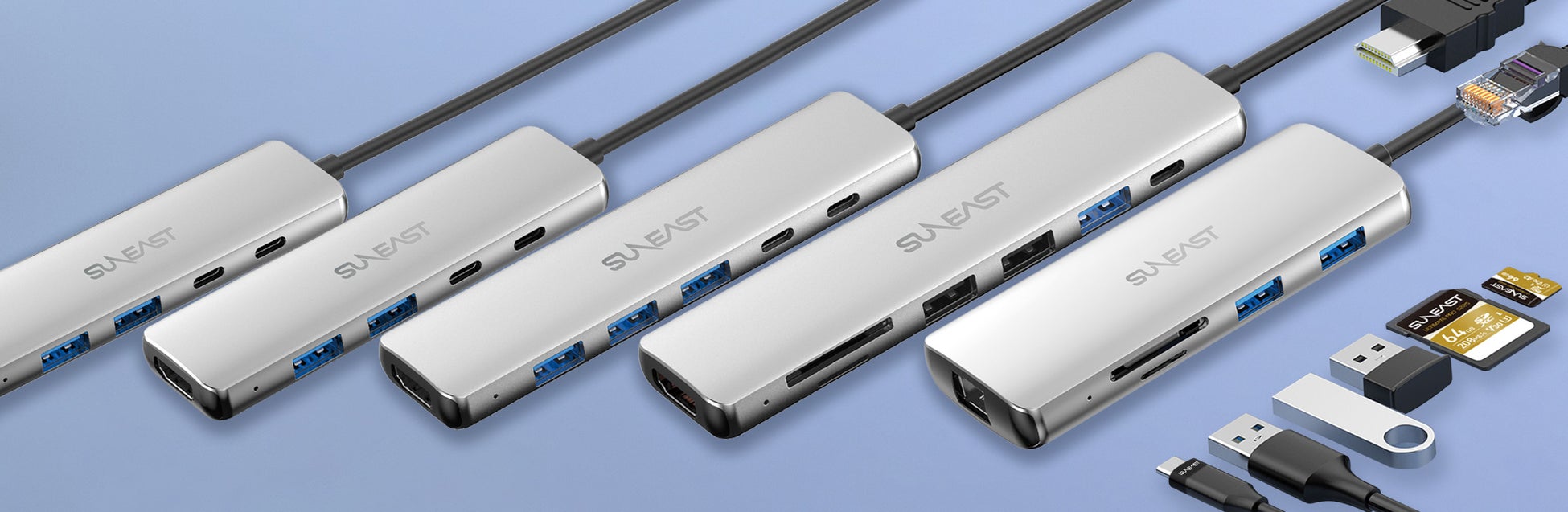 SUNEAST、最大８ポートを備えたUSB 3.2 Gen1 Type-Cの新マルチハブシリーズを発売