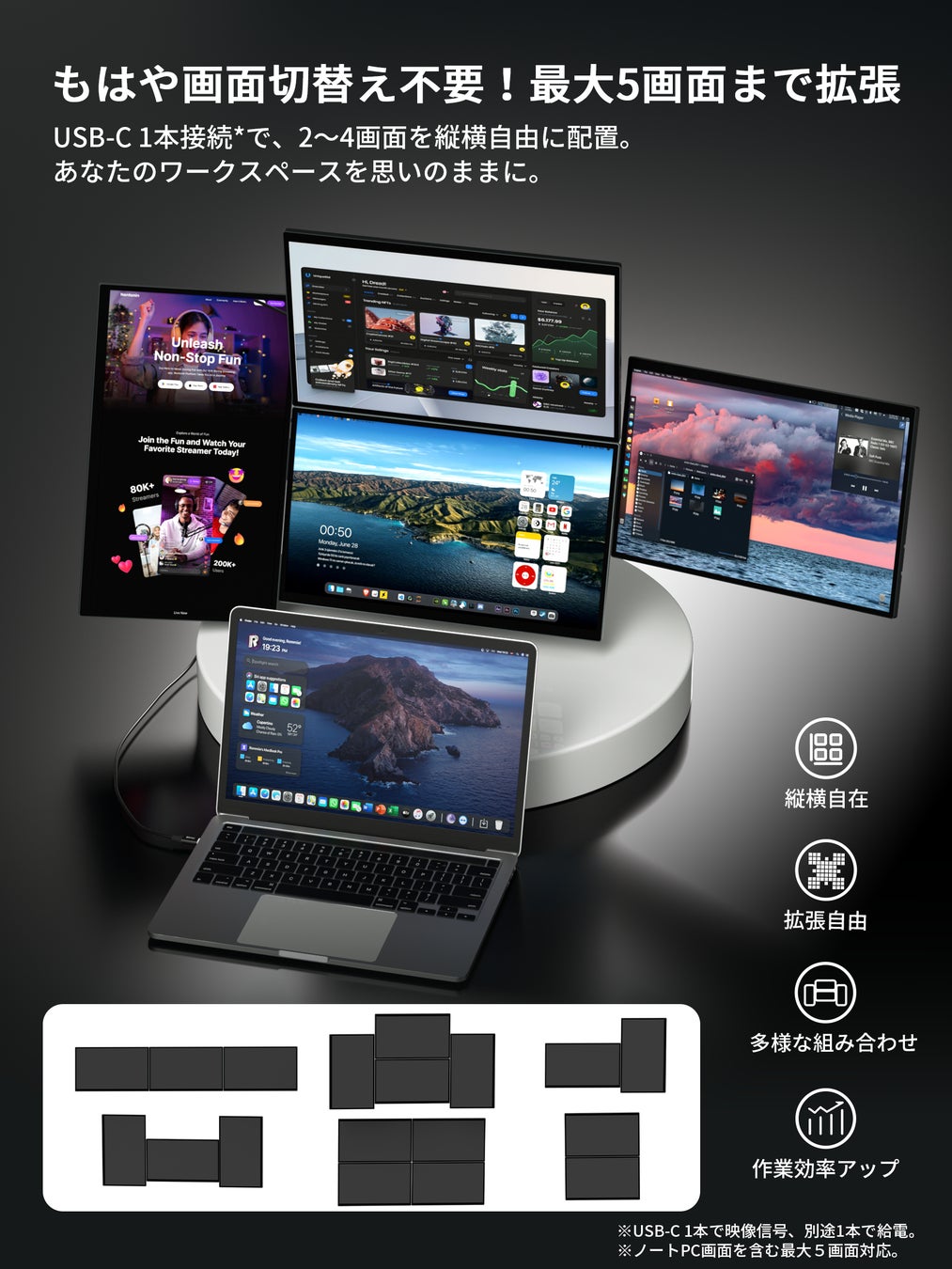 【販売開始】「Wisee Cockpit Monitor」登場。究極な没入感とモビリティを両立するコックピットモニター、マグネット式縦横自由に４画面拡張で作業限界突破。蔦屋家電で展示中。