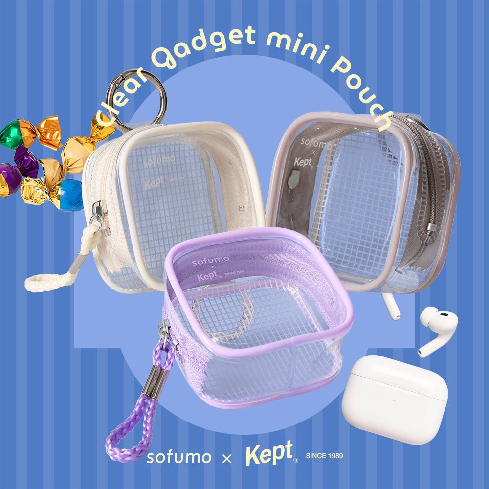 MOTTERU　sofumo×Keptコラボ 待望の第2弾！小物をいれて持ち歩けるカラビナ付きガジェットミニポーチが登場