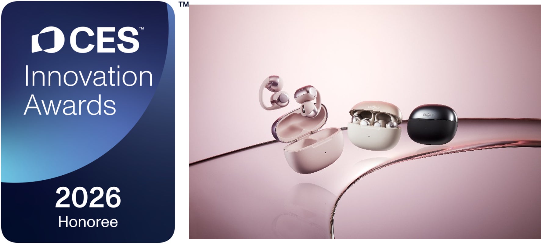 オープンイヤー型イヤホンメーカーShokzのイヤーカフ型イヤホン「OpenDots ONE」がCES Innovation Awards®を受賞!