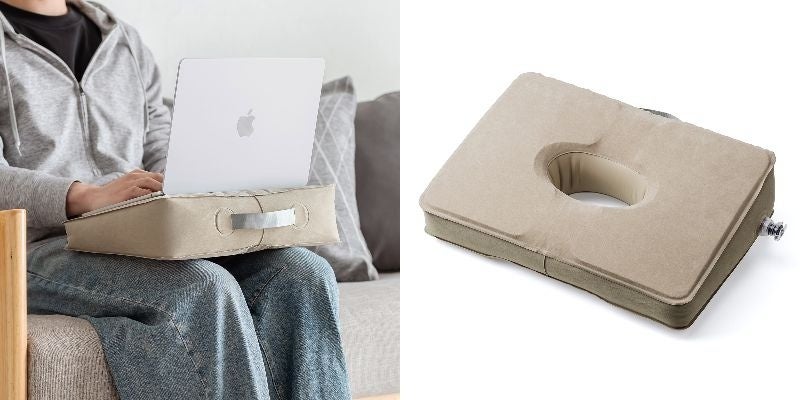 どこでも快適PC作業！必要な時だけ膨らませて使えるエアー式膝上テーブルを発売