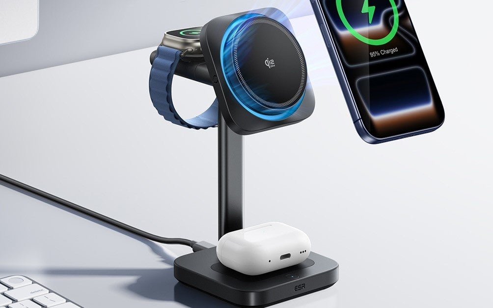 ESR、Qi2 25W認証の超急速ワイヤレス充電&着脱式Apple Watch充電モジュール搭載『3in1充電ステーション』発売