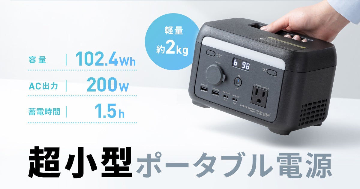 AC出力・USB C/A・シガーソケットなどさまざまな給電に対応する超小型ポータブル電源を発売