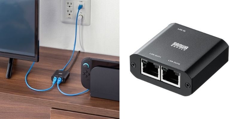 テレビもゲーム機も同時接続。1つのLANポートを2分配できる超小型スイッチングハブを発売