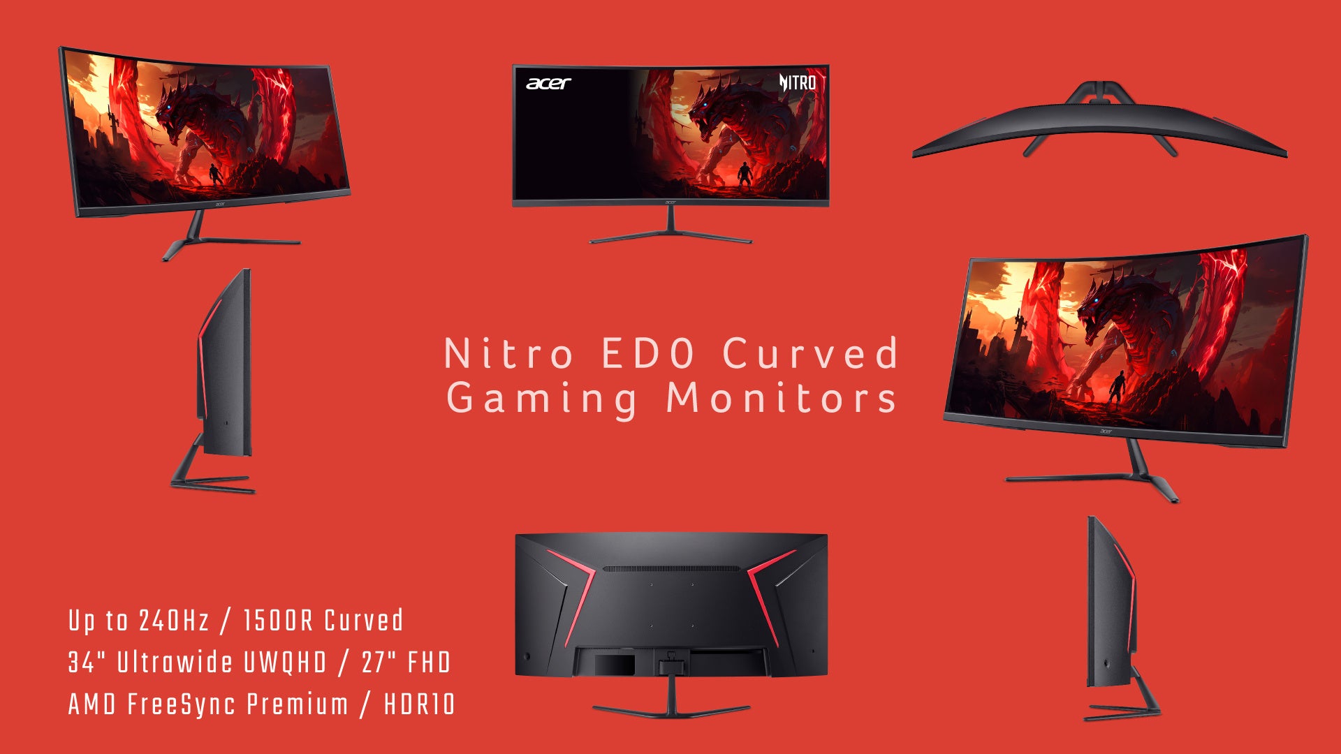 Acer、湾曲1500RのNitro ED0ゲーミングモニター3機種を発売 －34インチUWQHDのウルトラワイドモデルと27インチモデルをラインアップ－