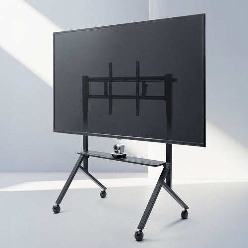 86インチまで対応、手動昇降で最適な高さに調整できるキャスター付き大型テレビスタンドを発売