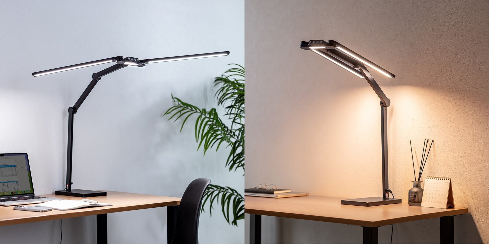 幅95cm×多関節で机全体を明るく照らす！スタンドタイプのデスクライトを発売