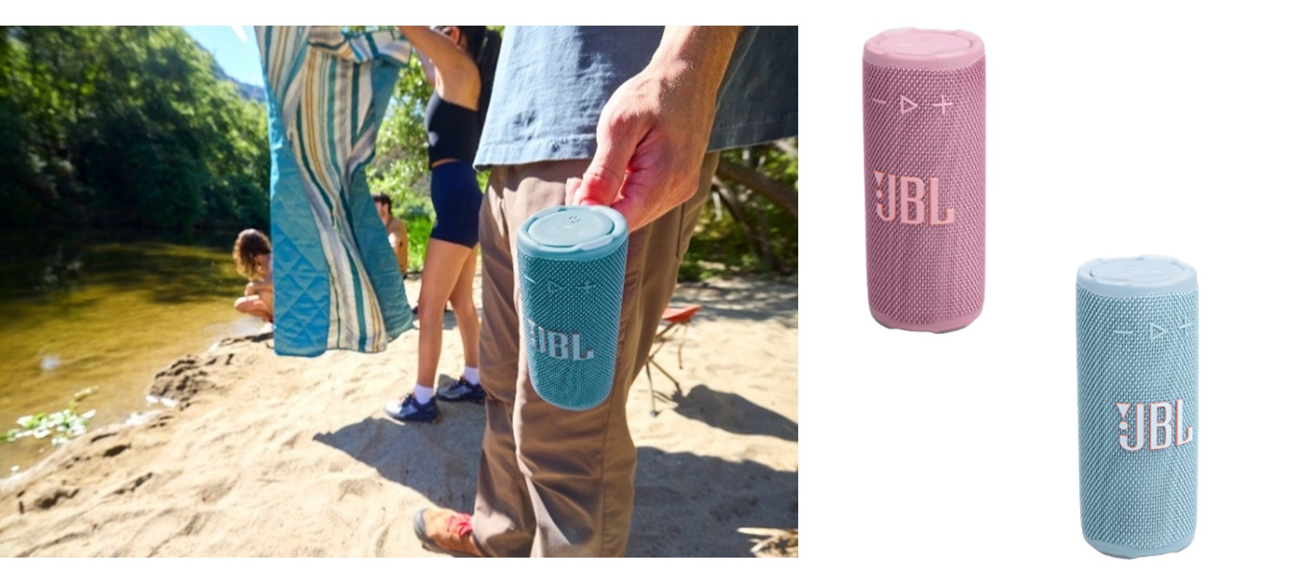 JBLポータブルBluetoothスピーカーの人気モデル「JBL Grip」に春の新色「ピンク」、「ターコイズブルー」の2色が追加！