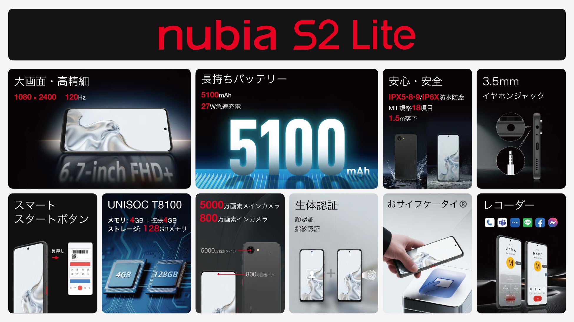 SIMフリースマートフォン「nubia S2 Lite」日本発売決定