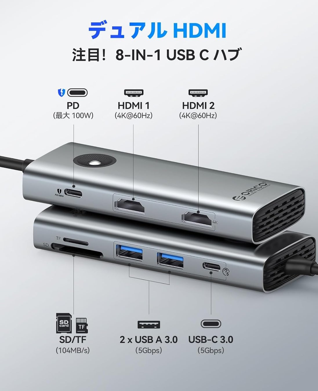 デスクが劇的に広くなる！4K@60Hz対応の「ORICO 8-in-1 ドッキングステーション」が今だけ2,000円台の衝撃