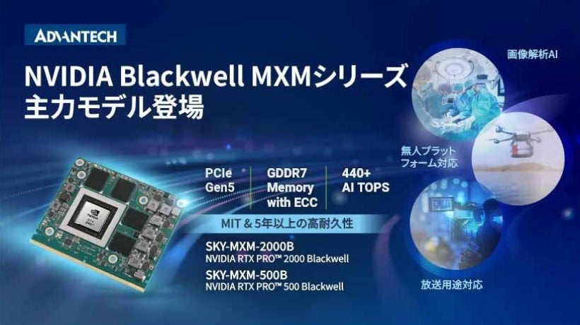 アドバンテック、NVIDIA RTX PRO™ Blackwell搭載の新MXM製品シリーズを発表