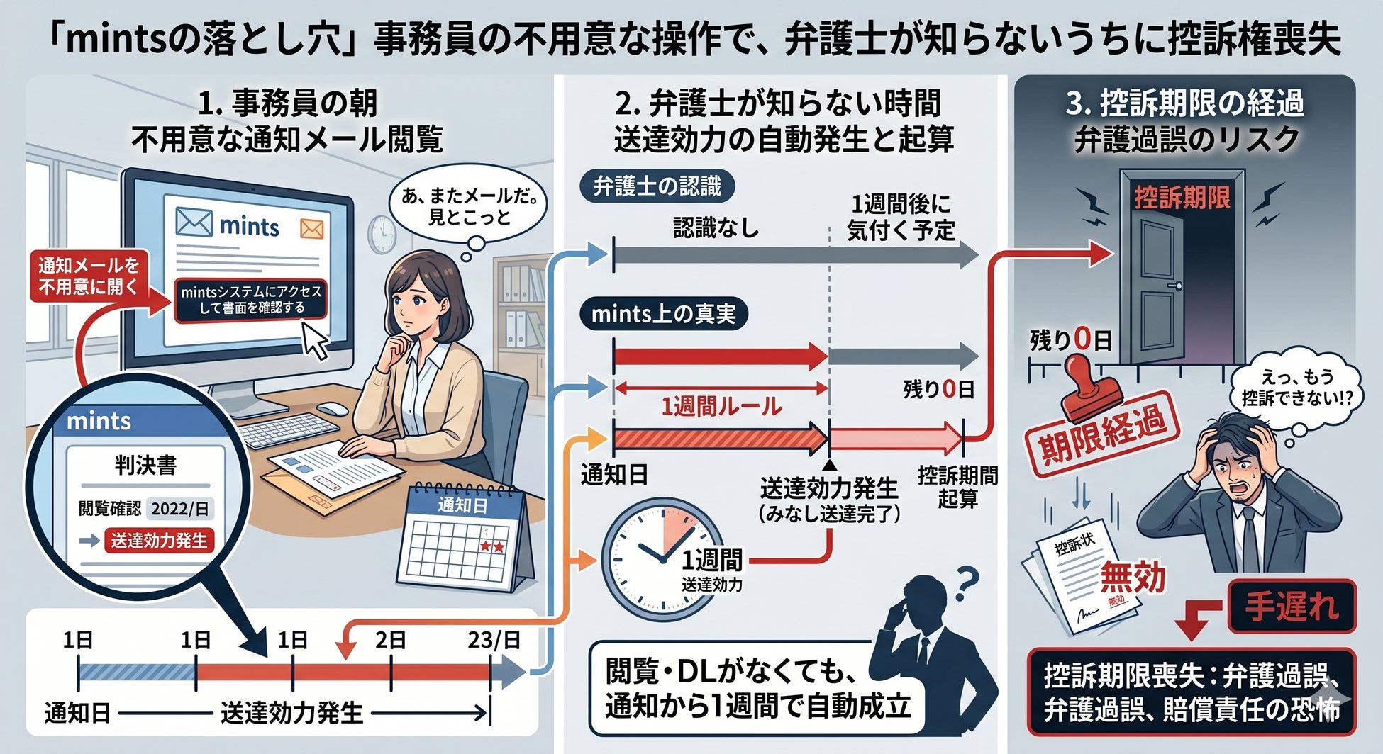 補助者が「確認だけ」のつもりでmintsを開いた瞬間、1週間の期限が動き始めることを、先生は知っていますか？