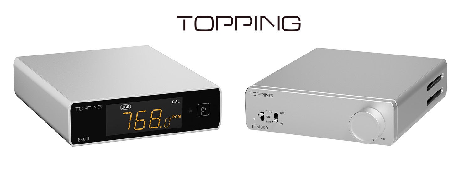 【TOPPING】コンパクトデスクトップDAC『E50Ⅱ』と、コンパクトデスクトップパワーアンプ『Mini300』の新カラーラインナップ、『シルバー』が新たに販売開始。