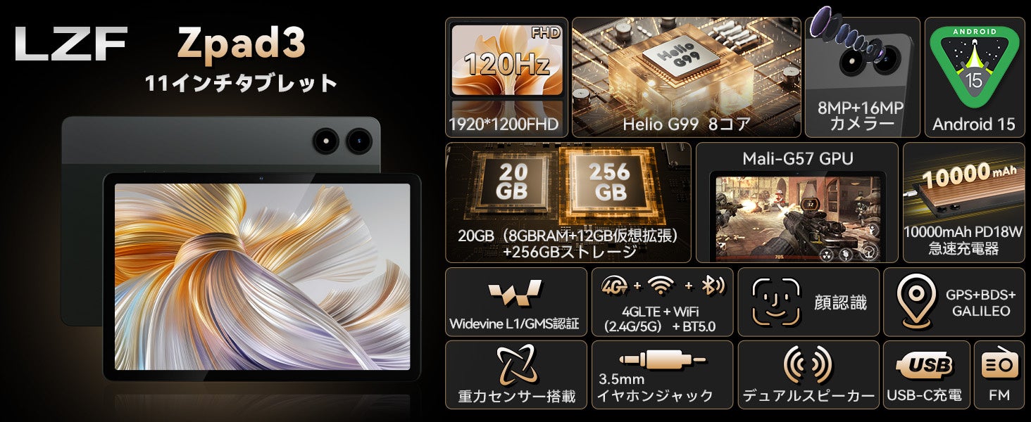 【20％OFF+無料プレゼント】LZF ZPad3 SIMフリー：圧倒的コストパフォーマンスを実現したハイスペックタブレット