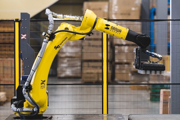 サンワサプライとSGシステム、AI荷下ろしロボットを西日本物流センターに導入