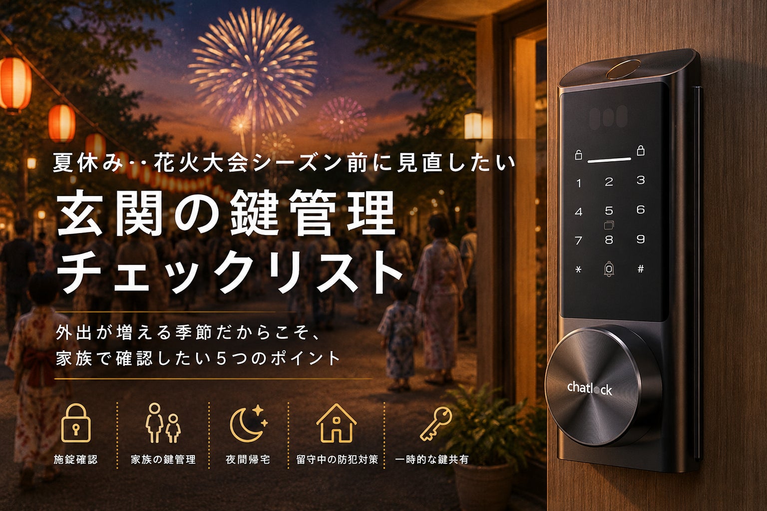 Chatlock、2026年夏版「夏休み・花火大会シーズンに向けた『玄関の鍵管理ガイド』を公開」