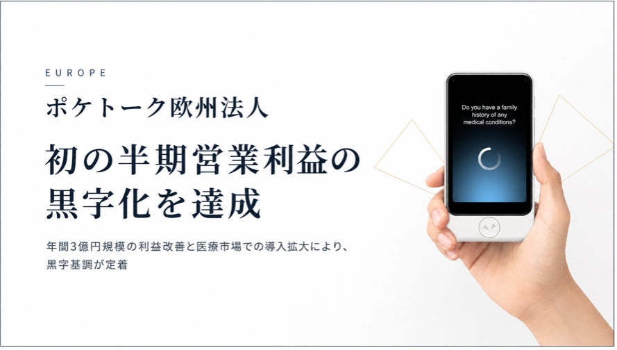 ポケトーク株式会社、欧州法人において、初の半期黒字化を達成