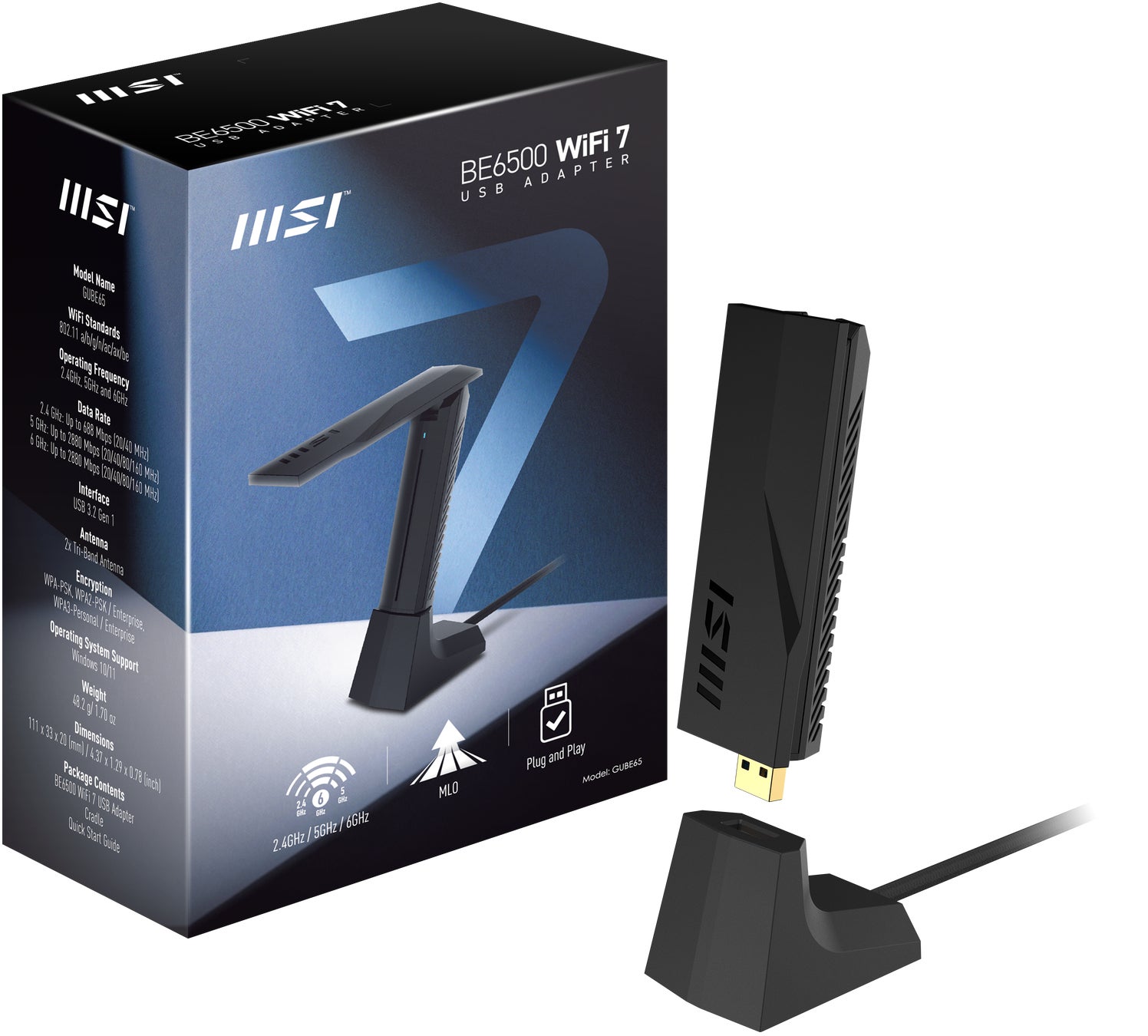 MSI、Wi-Fi 7対応USB Wi-Fiアダプター「BE6500 WiFi 7 USB Adapter」を発売