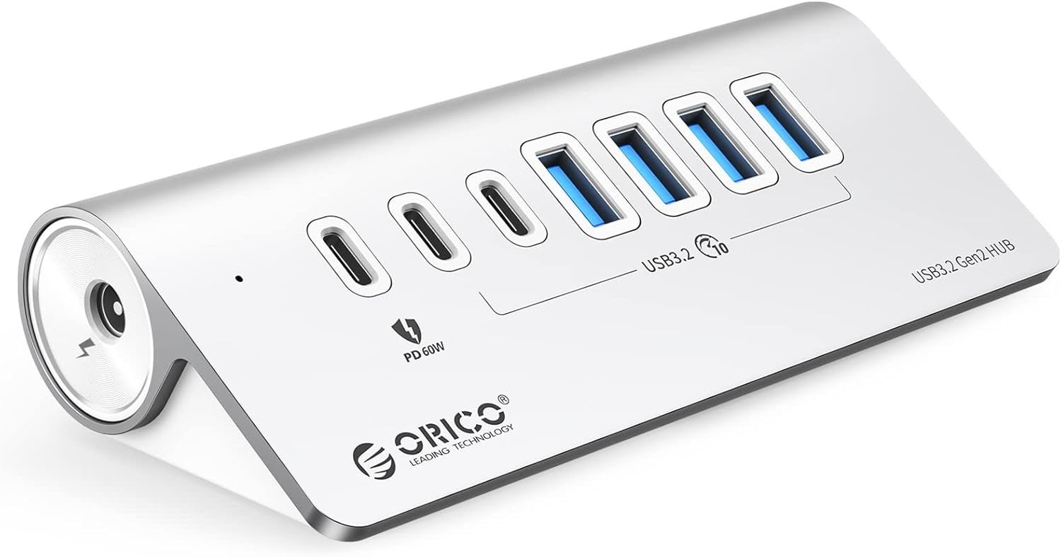 ORICO、7ポートUSB 3.2ハブを発表——PD60W充電・10Gbps高速転送・斜め設計アルミボディ・セルフ/バスパワー両対応
