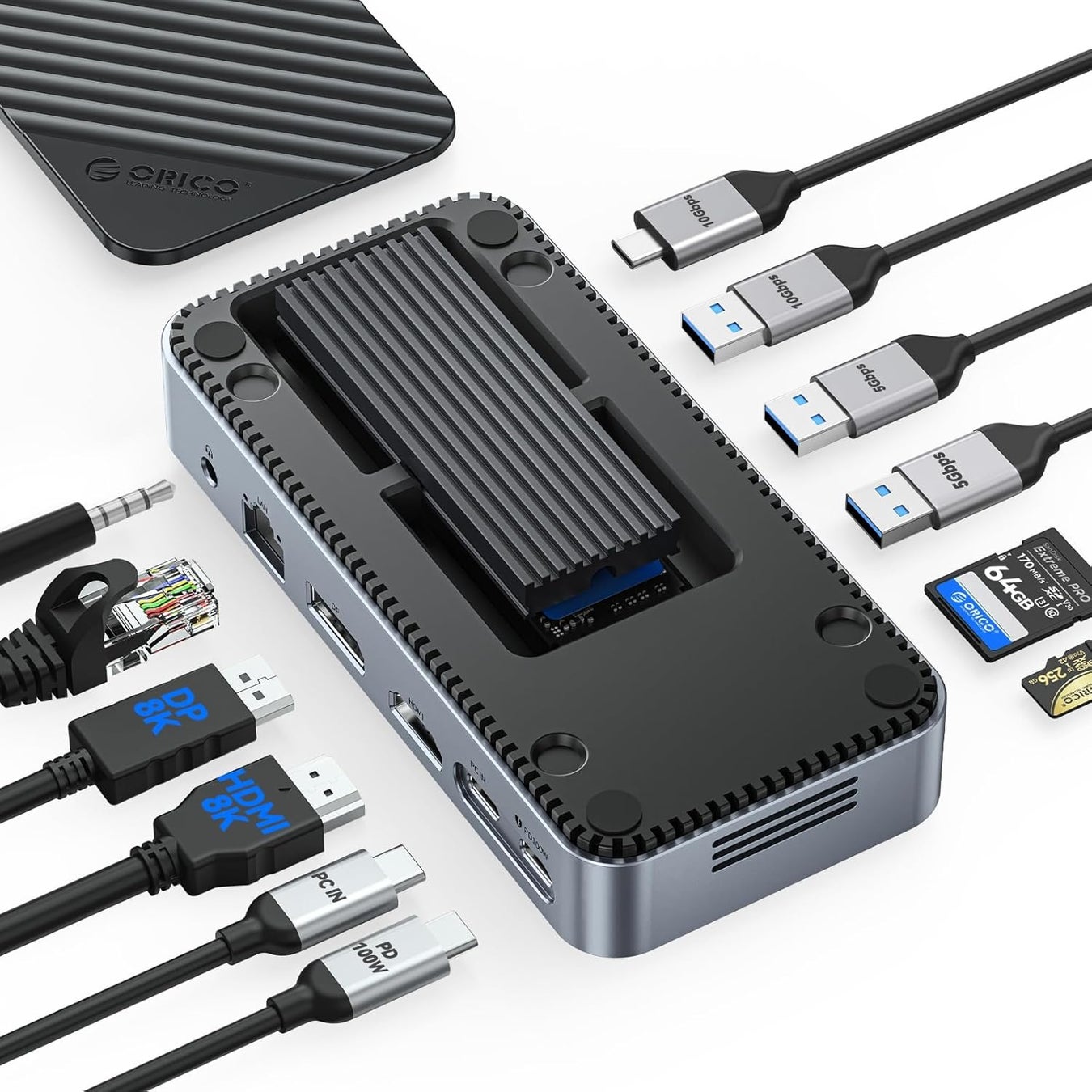 ORICO、ドッキングステーションとM.2 SSDケースを一体化した多機能ドックを発表——8K/4Kデュアル出力・10Gbps転送・100W PD充電・最大8TB拡張を1台に集約